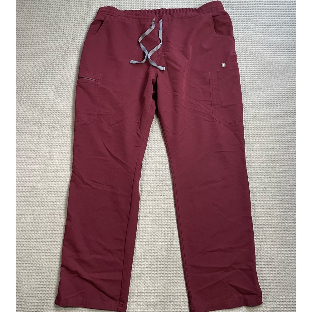 Figs Yola Scrub Pants XL Womens High Rise Slim Leg Burgundy Stretch